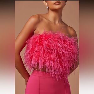 Anya Feathered Top - Hot Pink